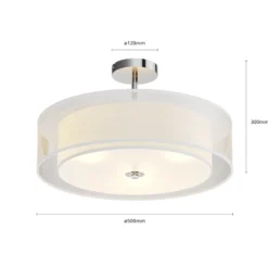 Plafón Lindby Pikka, blanco, textil, Ø 50 cm, E27