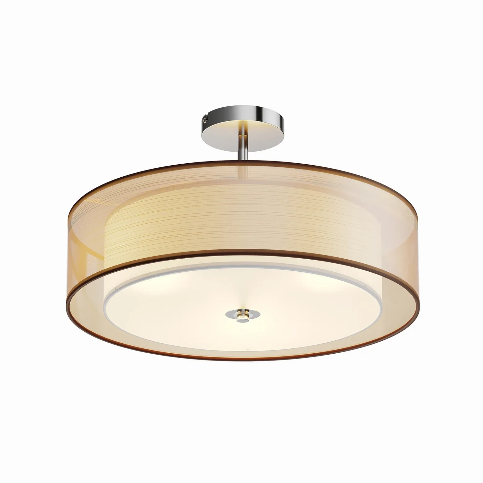 Plafón Lindby Pikka, marrón, de tela, Ø 50 cm, E27