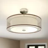 Plafón Lindby Pikka, marrón, de tela, Ø 50 cm, E27