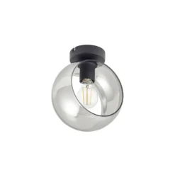Plafón Lindby Roton, gris/negro, cristal, Ø 20 cm