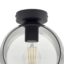 Plafón Lindby Roton, gris/negro, cristal, Ø 20 cm