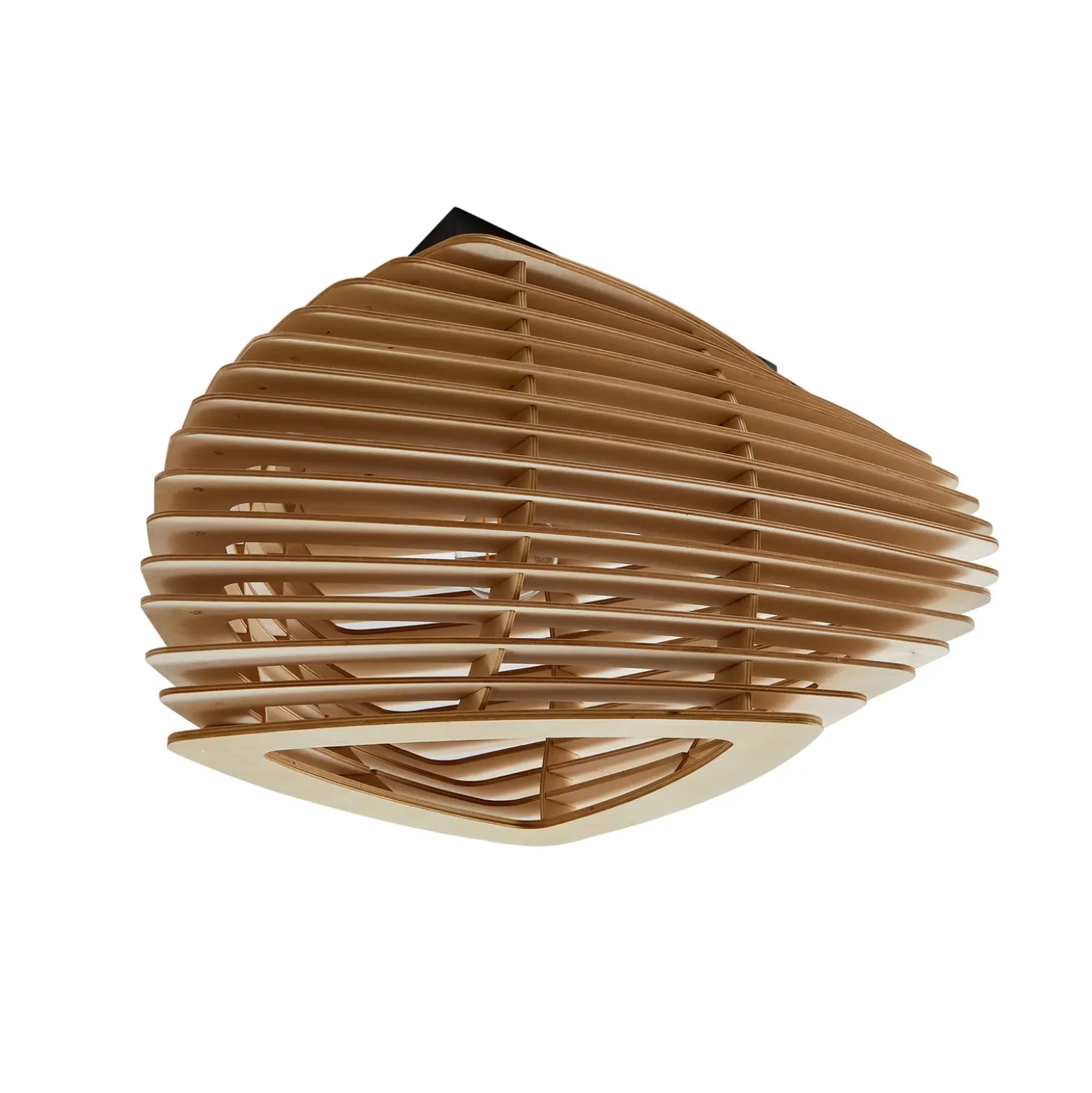 Plafón Lindby Sanza, 50 cm, madera, curvado