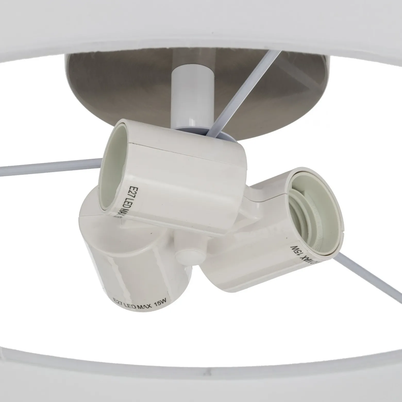 Plafón Lindby Sebatin, Ø 50 cm, blanco, tela, E27