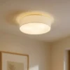 Plafón Lindby Sebatin, Ø 50 cm, blanco crema, tela, E27