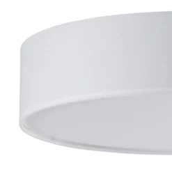 Plafón Lindby Sebatin, Ø 50 cm, blanco, tela, E27