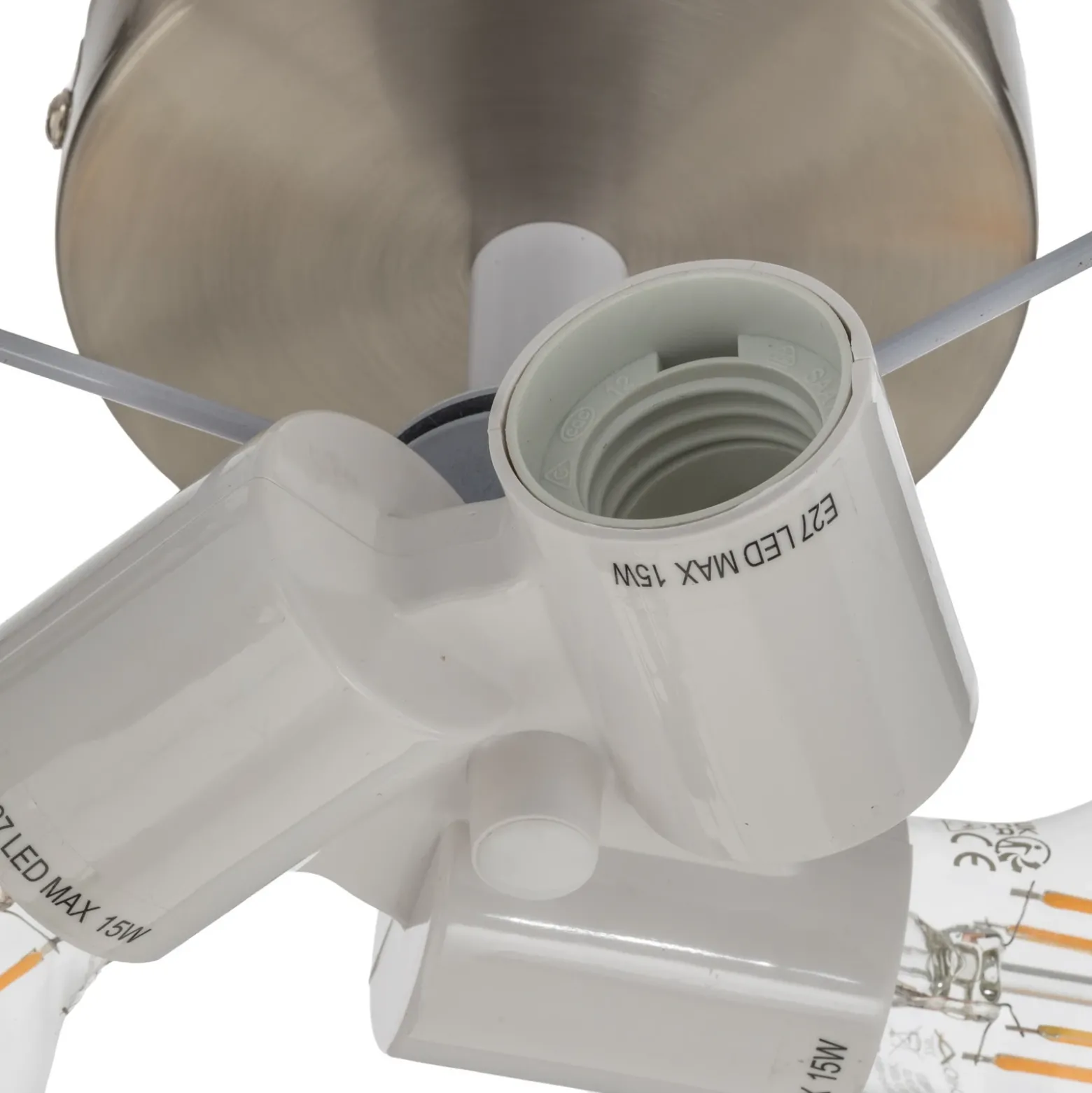 Plafón Lindby Sebatin, Ø 40 cm, blanco, de tela, E27