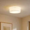 Plafón Lindby Sebatin, Ø 40 cm, color crema, tela, casquillo E27