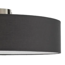 Plafón Lindby Sebatin, Ø 50 cm, gris, tela, E27