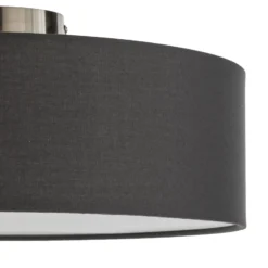 Plafón Lindby Sebatin, Ø 40 cm, gris, tela, E27
