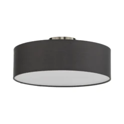 Plafón Lindby Sebatin, Ø 40 cm, gris, tela, E27