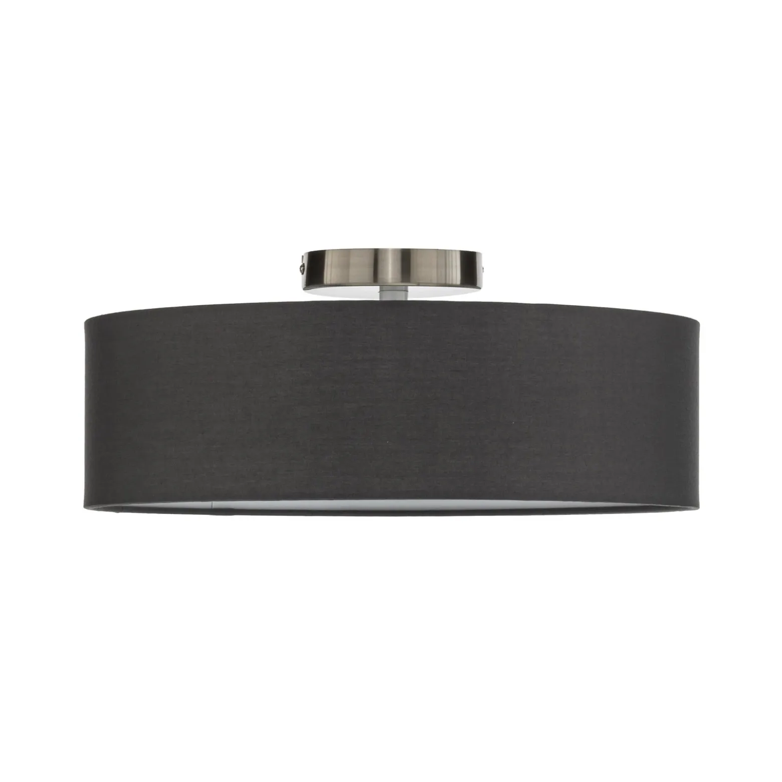 Plafón Lindby Sebatin, Ø 40 cm, gris, tela, E27