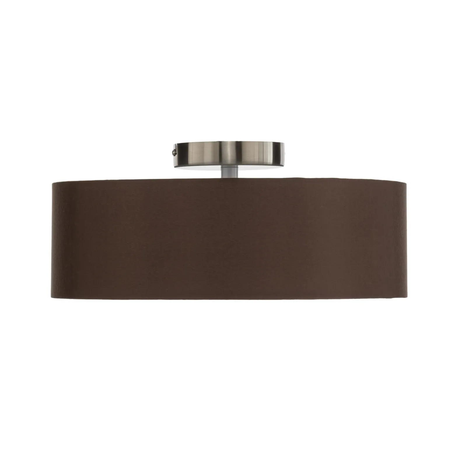 Plafón Lindby Sebatin, Ø 40 cm, marrón claro, tela, E27