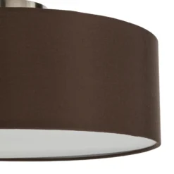 Plafón Lindby Sebatin, Ø 40 cm, marrón claro, tela, E27