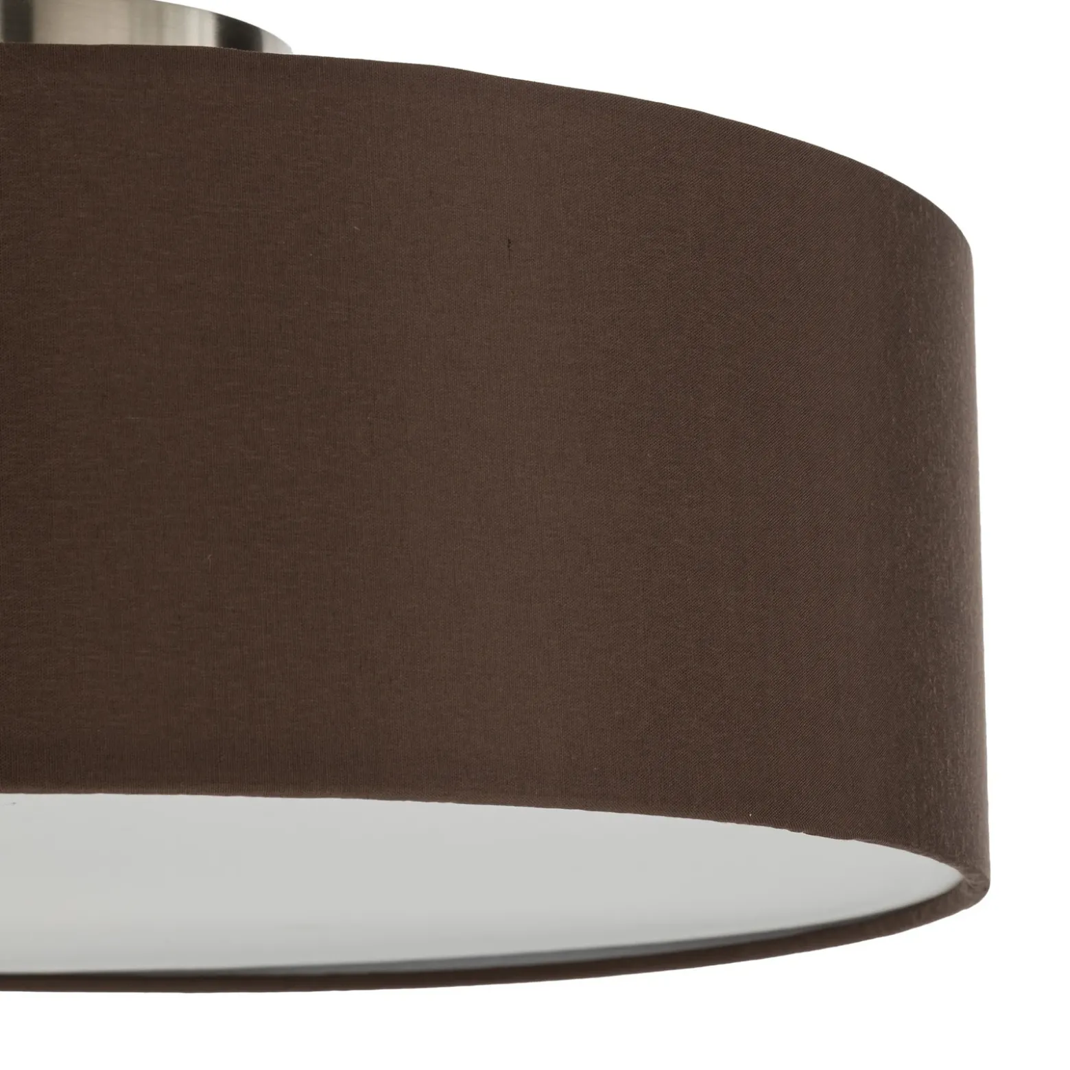 Plafón Lindby Sebatin, Ø 40 cm, marrón claro, tela, E27