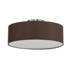 Plafón Lindby Sebatin, Ø 40 cm, marrón claro, tela, E27