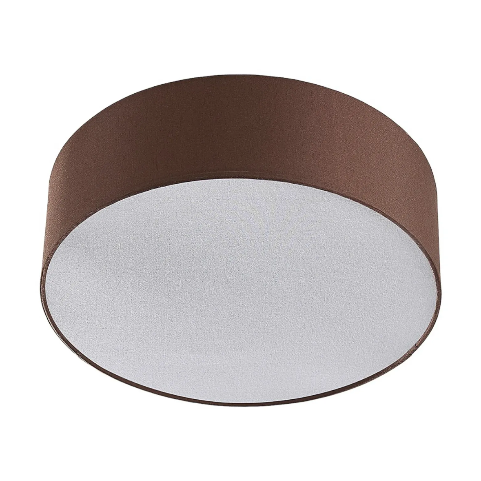 Plafón Lindby Sebatin, Ø 40 cm, marrón claro, tela, E27