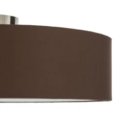Plafón Lindby Sebatin, Ø 50 cm, marrón claro, tela, E27