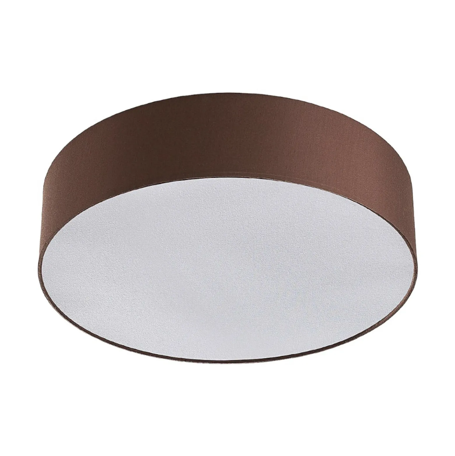 Plafón Lindby Sebatin, Ø 50 cm, marrón claro, tela, E27