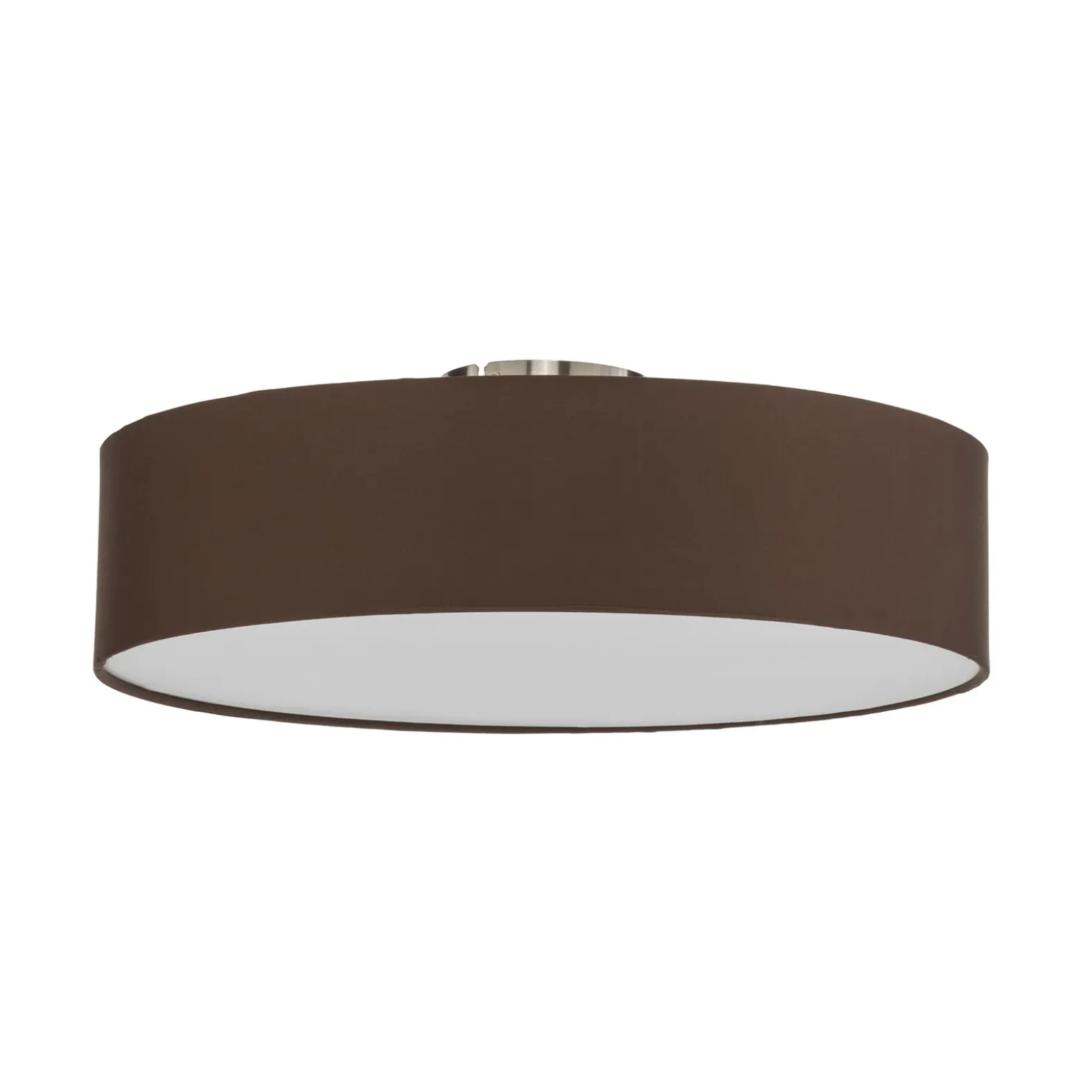 Plafón Lindby Sebatin, Ø 50 cm, marrón claro, tela, E27