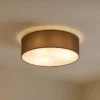 Plafón Lindby Sebatin, Ø 40 cm, marrón claro, tela, E27