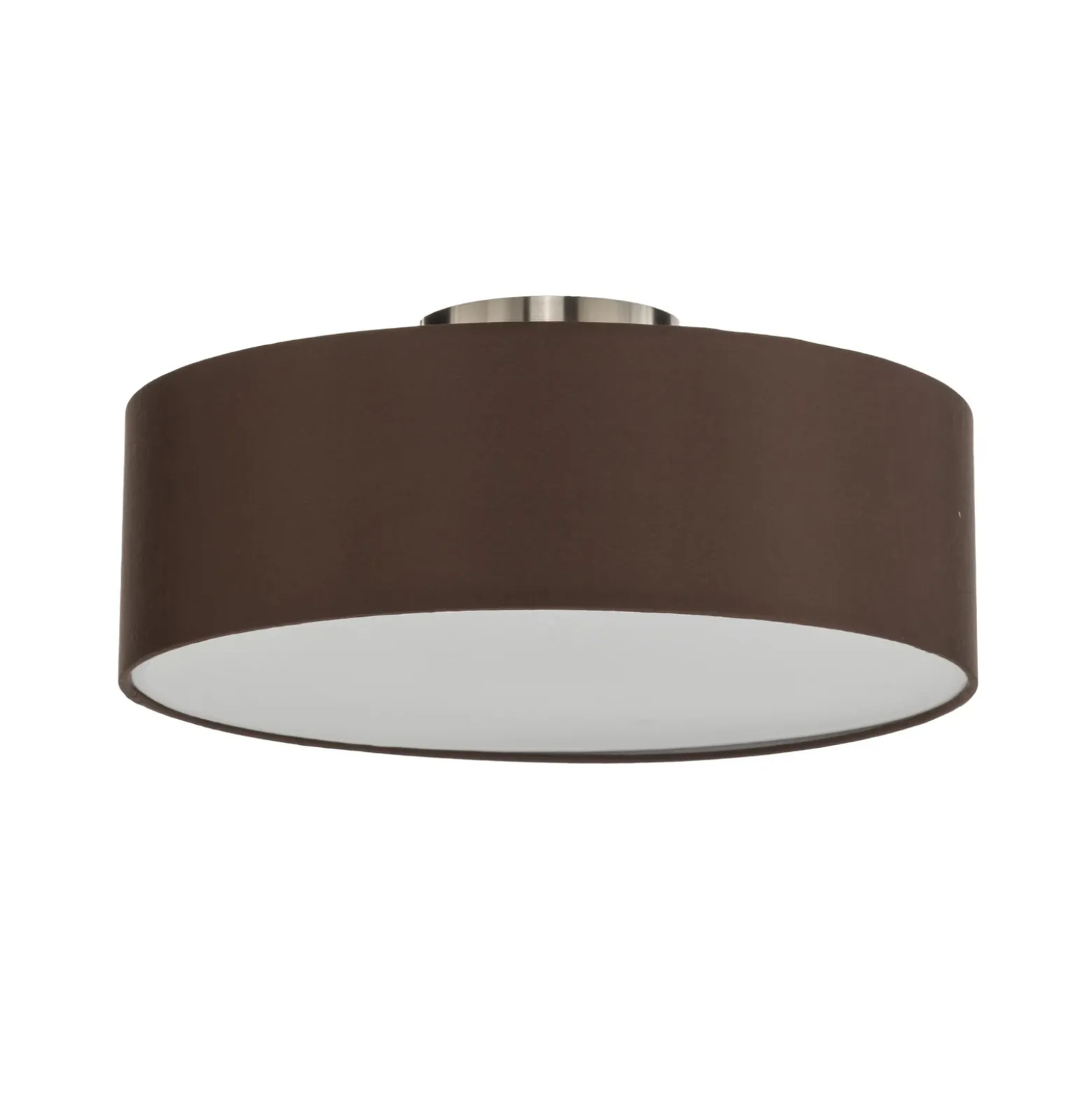 Plafón Lindby Sebatin, Ø 40 cm, marrón claro, tela, E27