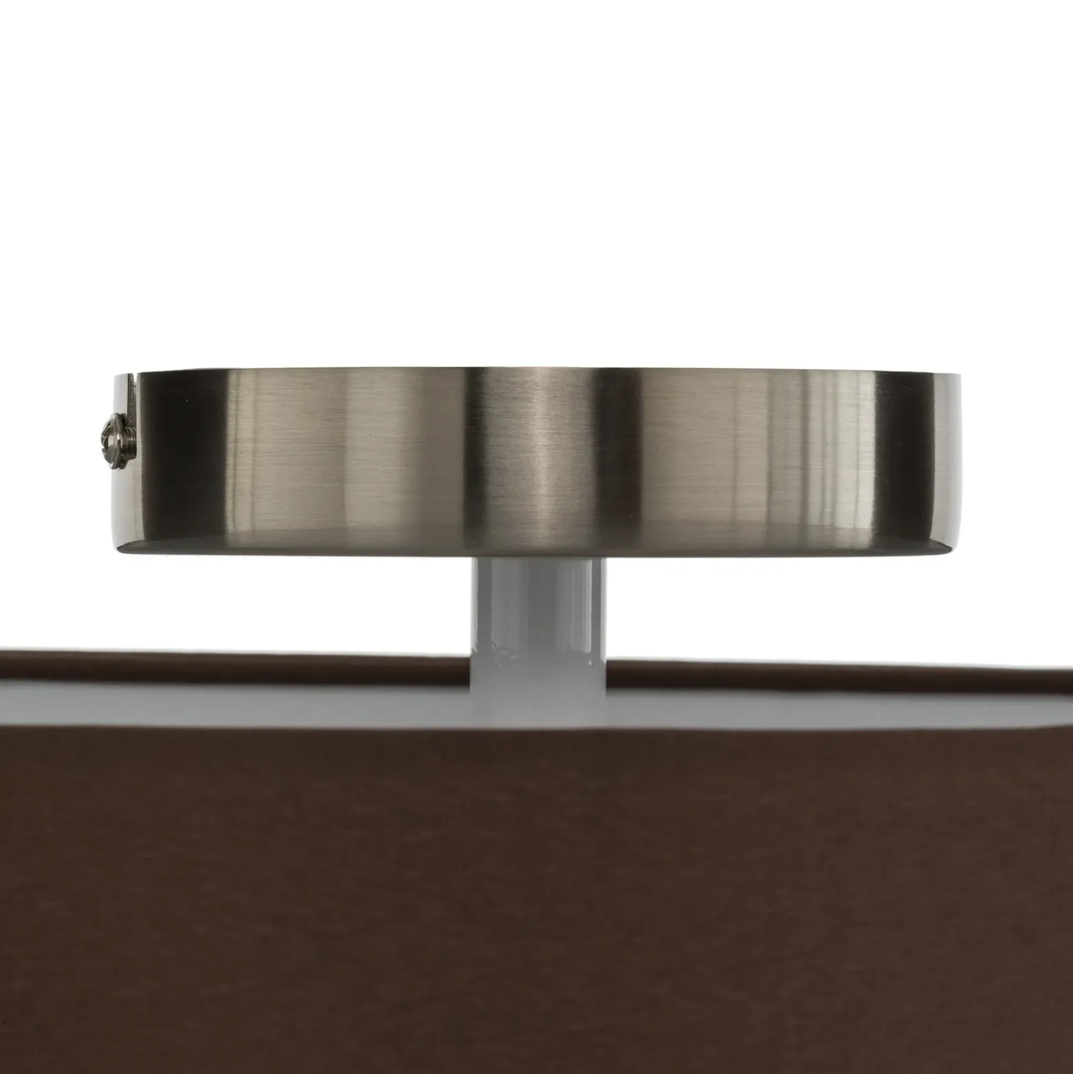 Plafón Lindby Sebatin, Ø 40 cm, marrón claro, tela, E27