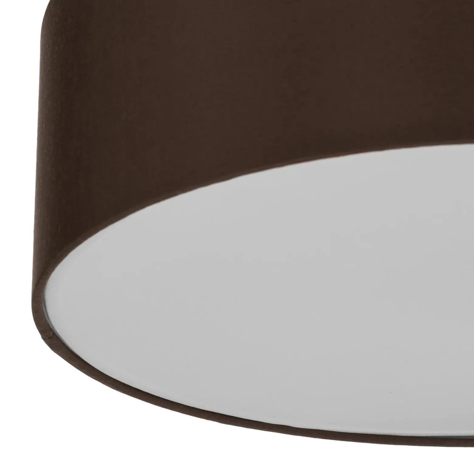 Plafón Lindby Sebatin, Ø 40 cm, marrón claro, tela, E27