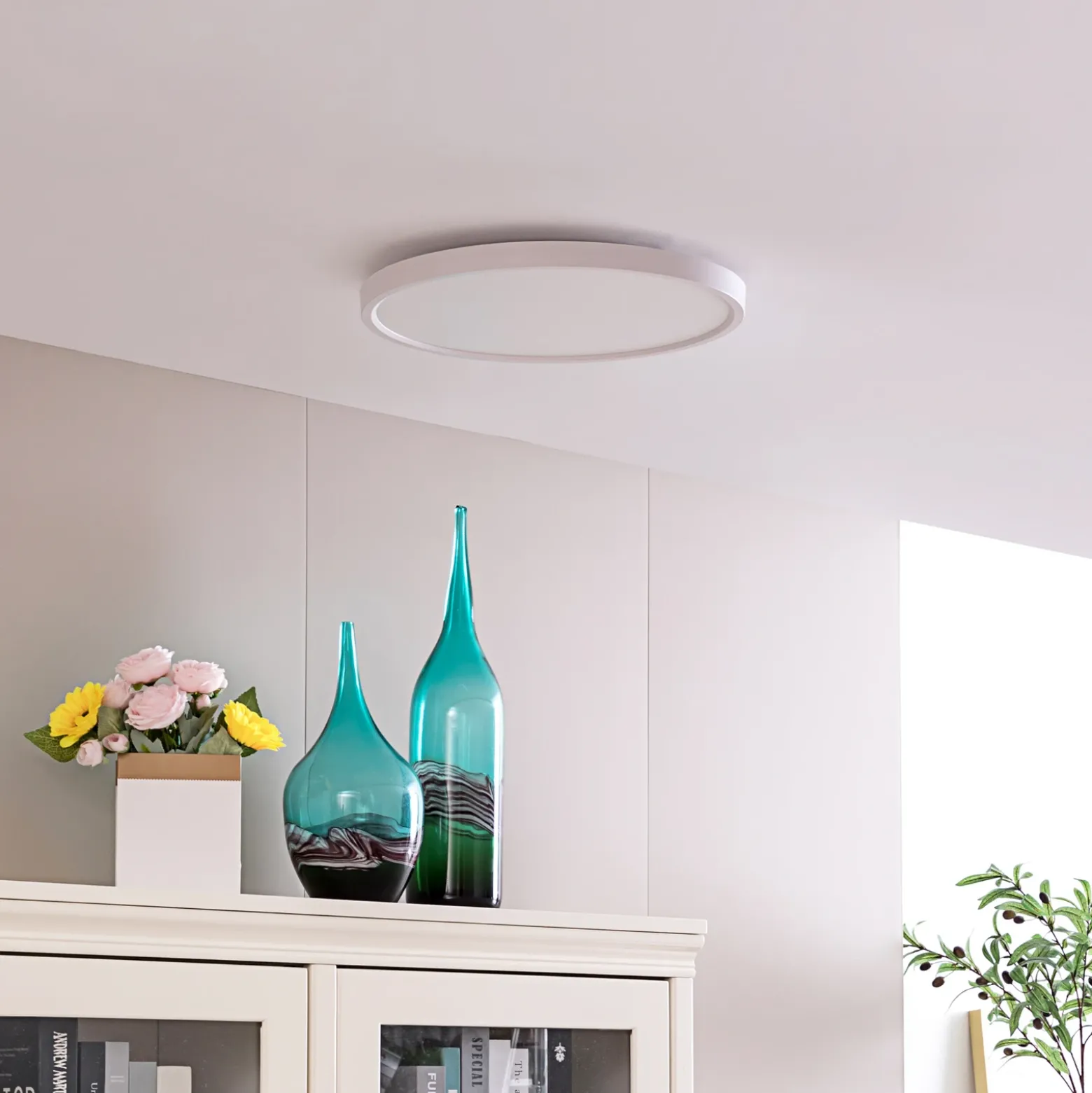 Plafón Lindby Smart LED Denora, blanco, RGB, CCT, Tuya