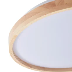 Plafón Lindby Smart LED Mirren madera Ø39,5cm CCT Tuya