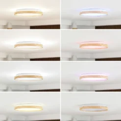Plafón Lindby Smart LED Mirren madera Ø49,5cm CCT Tuya