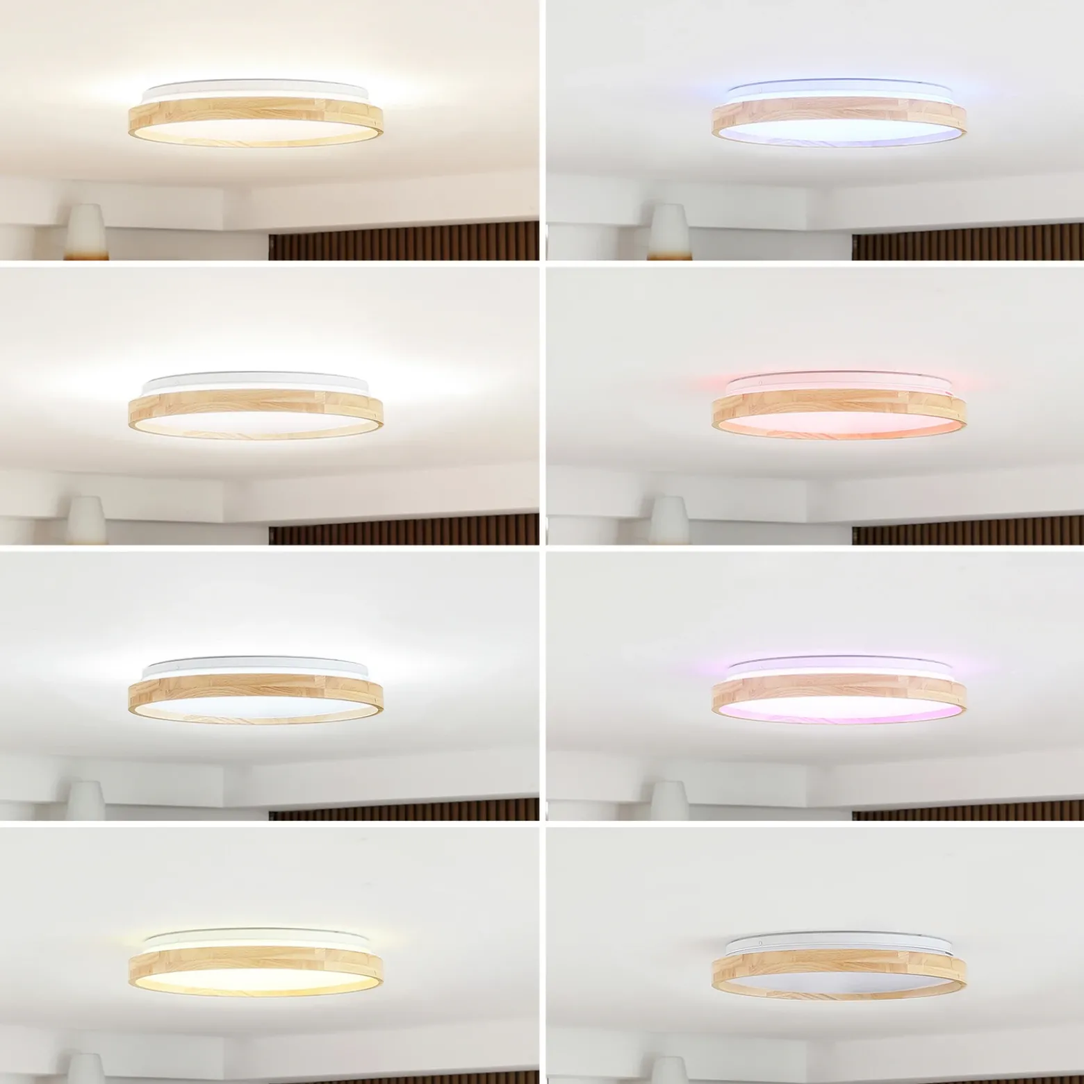 Plafón Lindby Smart LED Mirren madera Ø49,5cm CCT Tuya