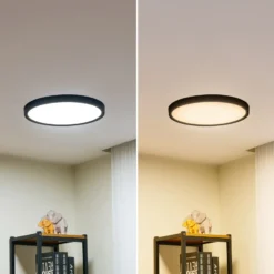 Plafón Lindby Smart LED Pravin, Ø 40 cm, CCT, negro
