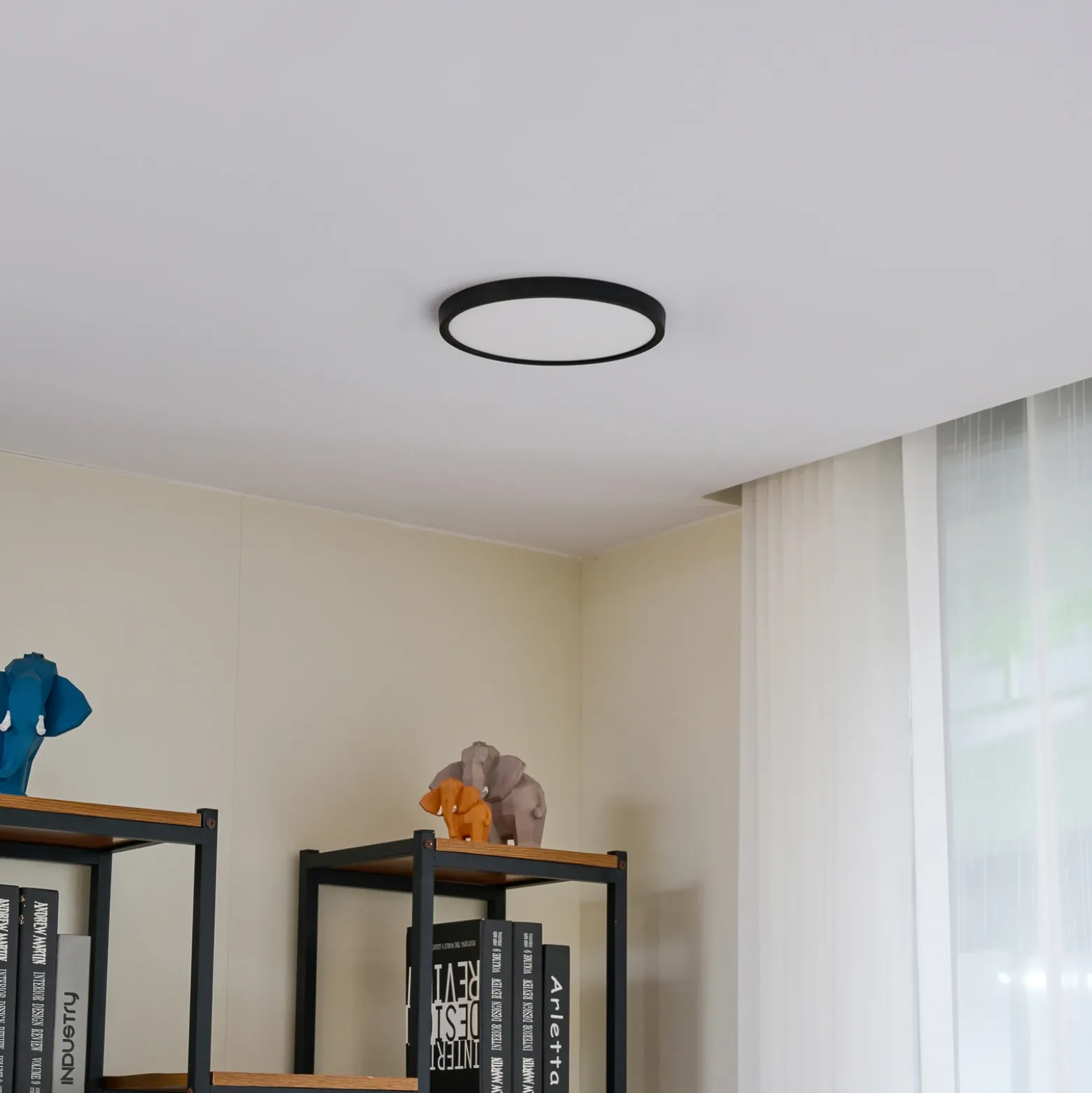 Plafón Lindby Smart LED Pravin, Ø 23 cm, CCT, negro