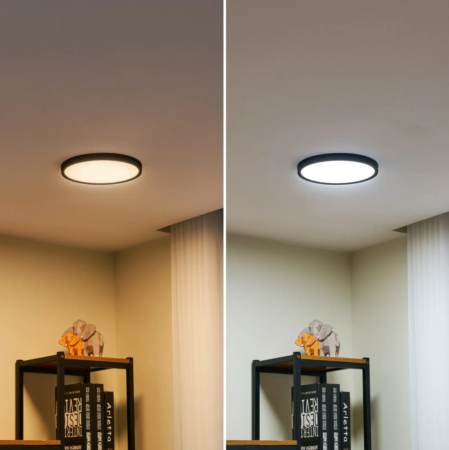 Plafón Lindby Smart LED Pravin, Ø 23 cm, CCT, negro