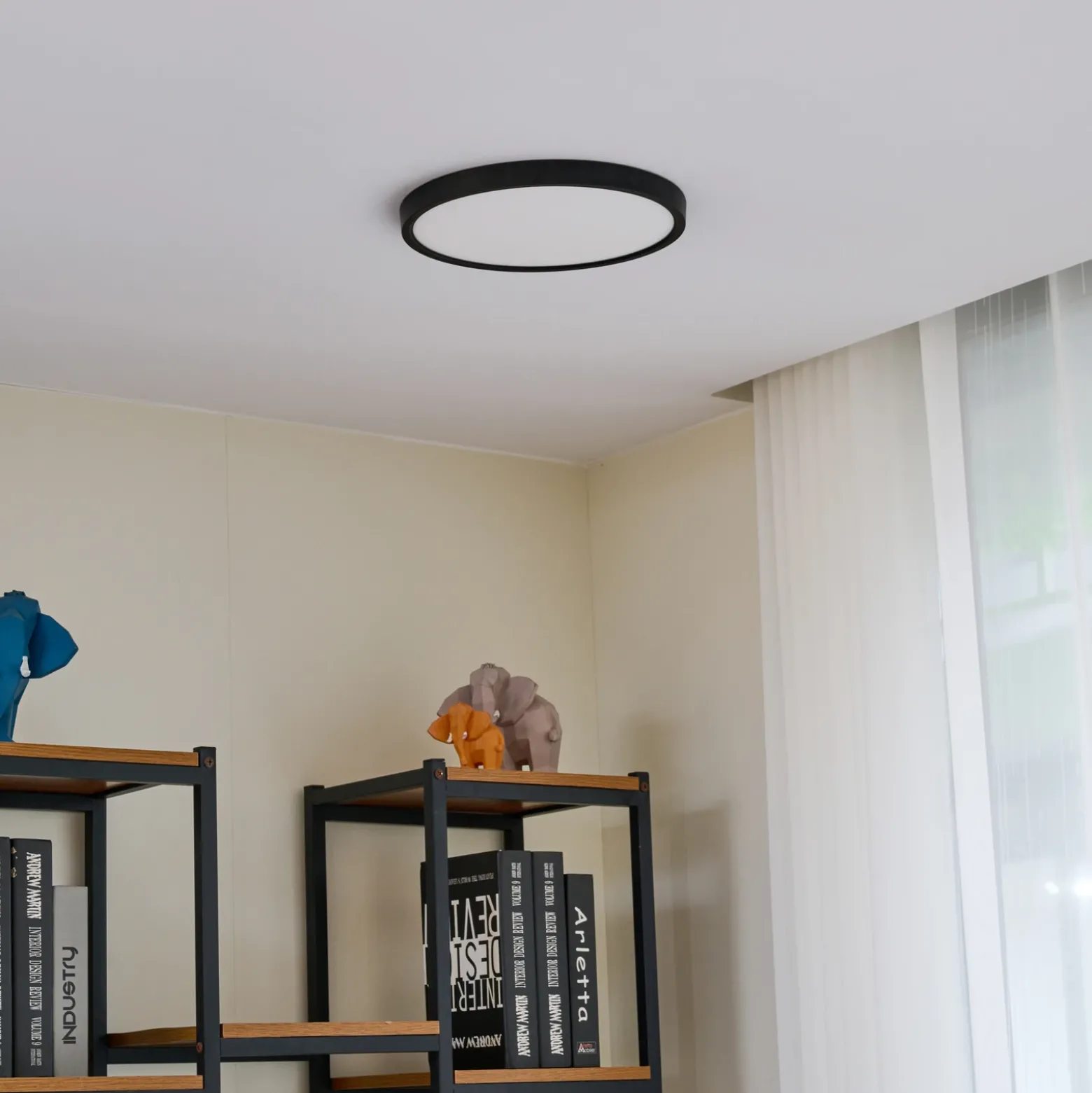 Plafón Lindby Smart LED Pravin, Ø 30 cm, CCT, negro