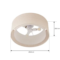 Plafón Lindby Soula, Ø 60 cm, beige, plástico, E27