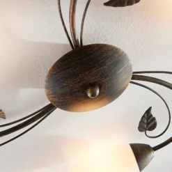 Plafón Lindby Stefania, 3 luces, Ø 46 cm, negro/oro