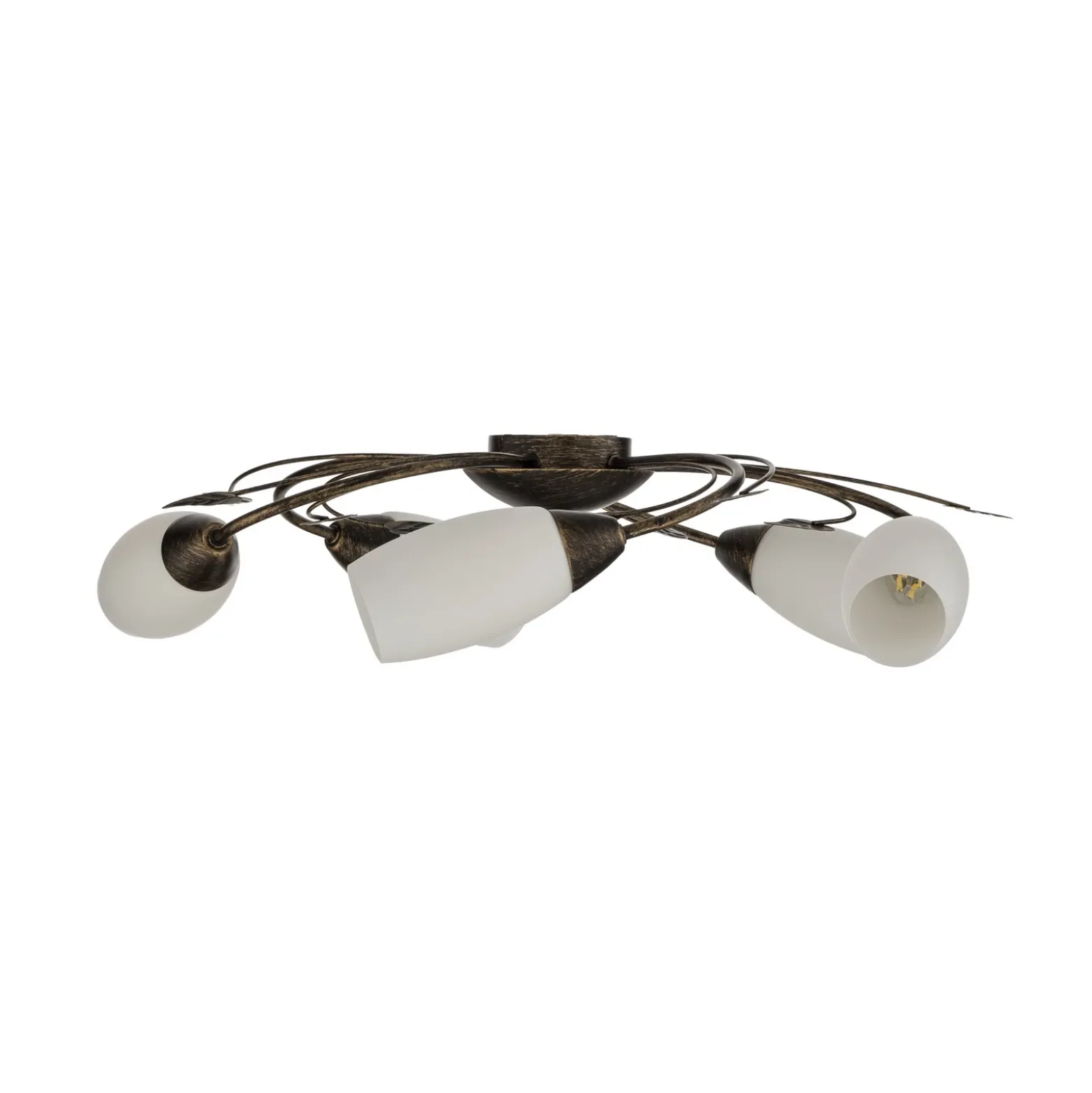 Plafón Lindby Stefania, 5 luces, negro/oro, Ø58cm
