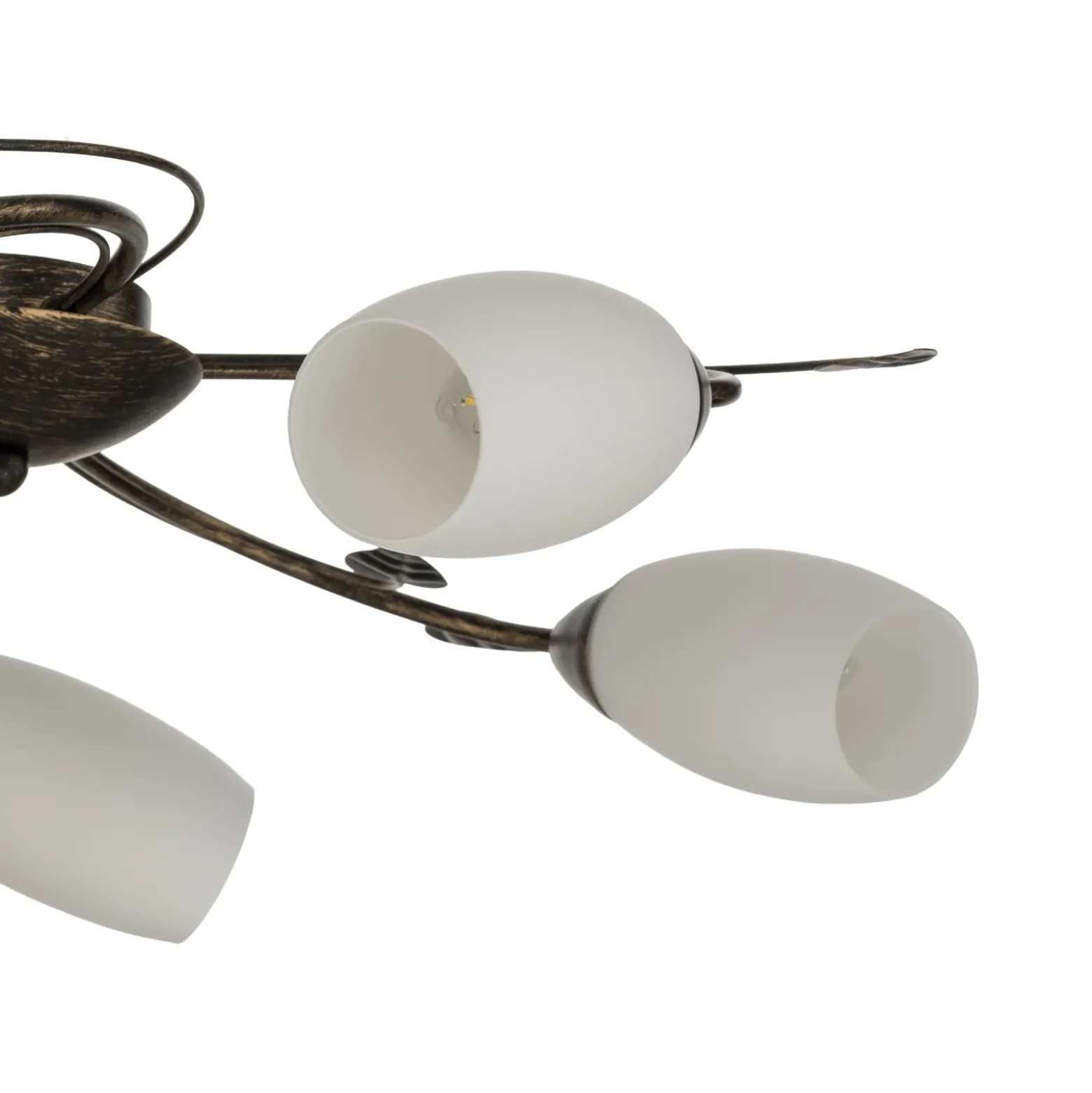 Plafón Lindby Stefania, 5 luces, negro/oro, Ø58cm