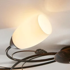 Plafón Lindby Stefania, 6 luces, negro/oro, 68cm