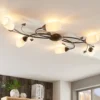 Plafón Lindby Stefania, 6 luces, negro/oro, 68cm