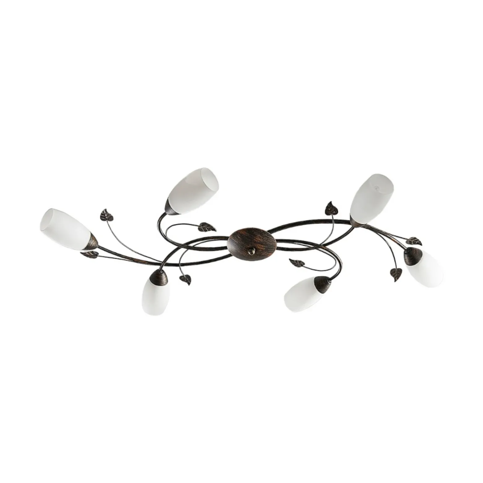Plafón Lindby Stefania, 6 luces, negro/oro, 68cm