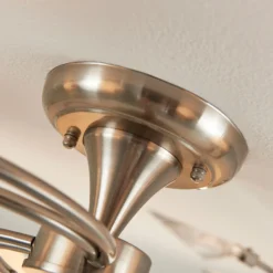 Plafón Lindby Tatas, Ø 64 cm, níquel, 6 luces, cristal