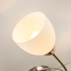 Plafón Lindby Tatas, Ø 64 cm, níquel, 6 luces, cristal