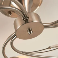 Plafón Lindby Tatas, Ø 64 cm, níquel, 6 luces, cristal