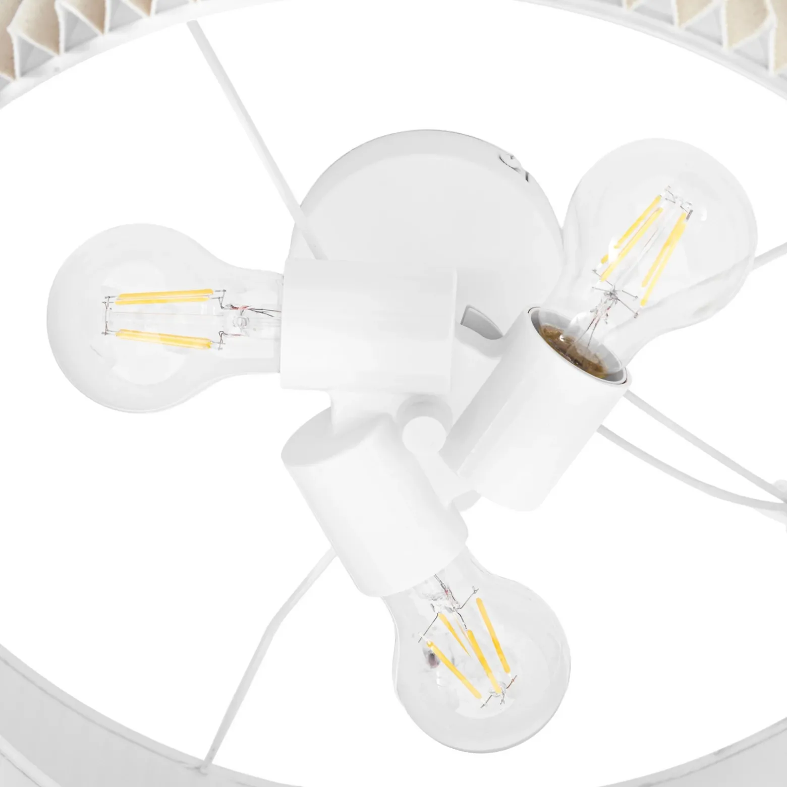 Plafón Lindby Tazia, Ø 50 cm, natural/blanco, lino