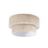 Plafón Lindby Tazia, Ø 50 cm, natural/blanco, lino