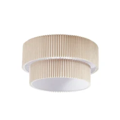 Plafón Lindby Tazia, Ø 50 cm, natural/blanco, lino