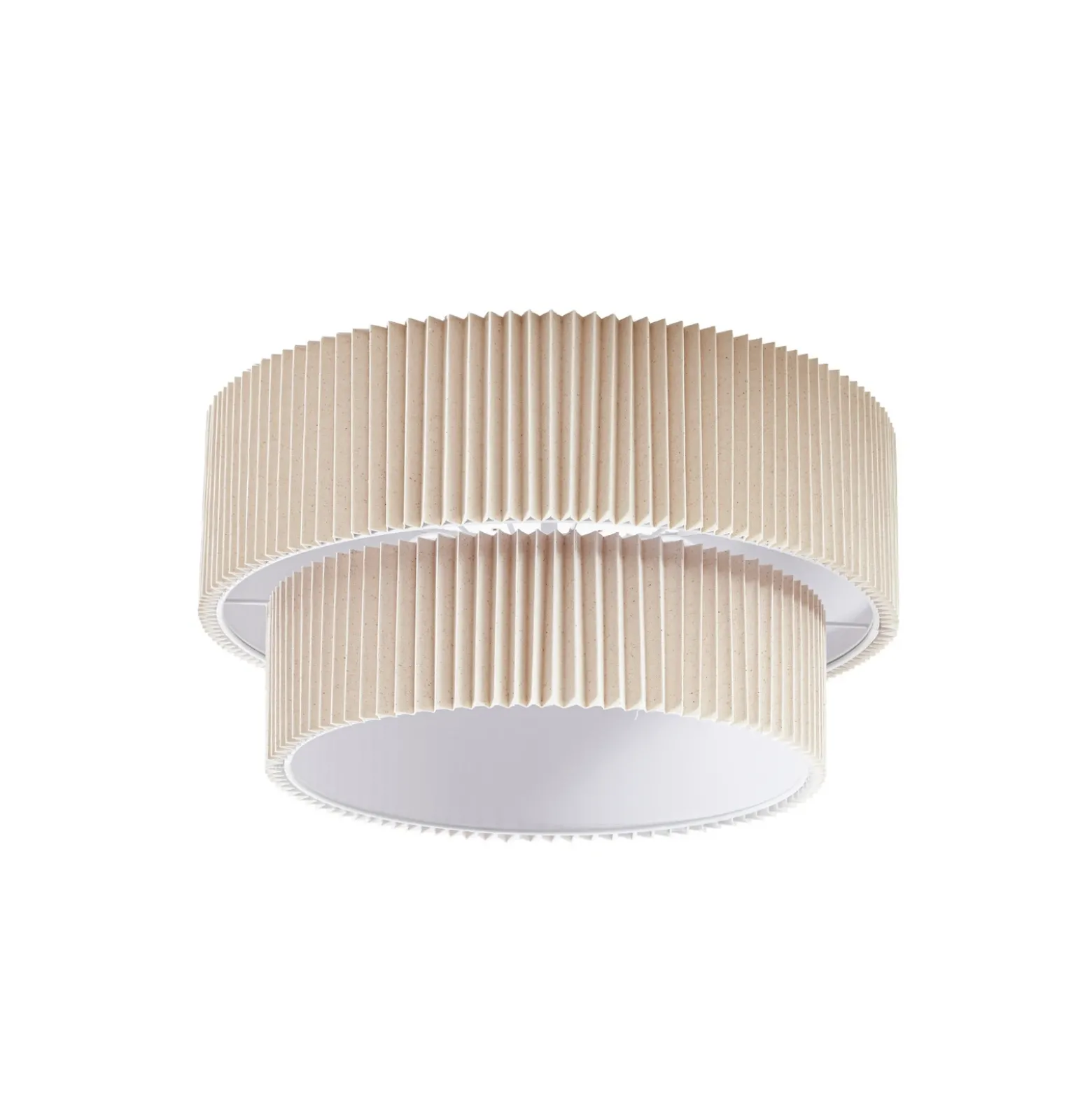 Plafón Lindby Tazia, Ø 50 cm, natural/blanco, lino