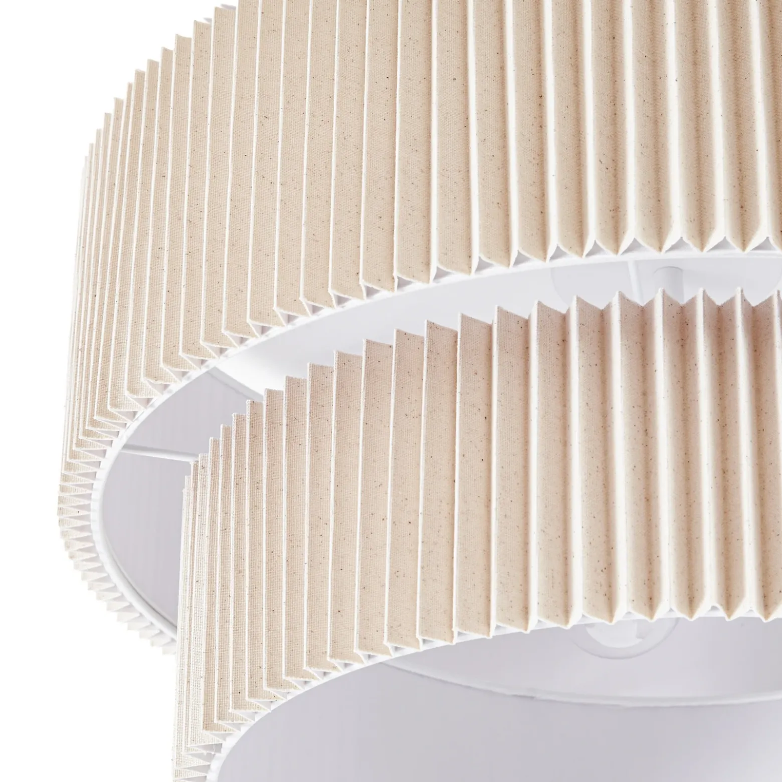 Plafón Lindby Tazia, Ø 50 cm, natural/blanco, lino